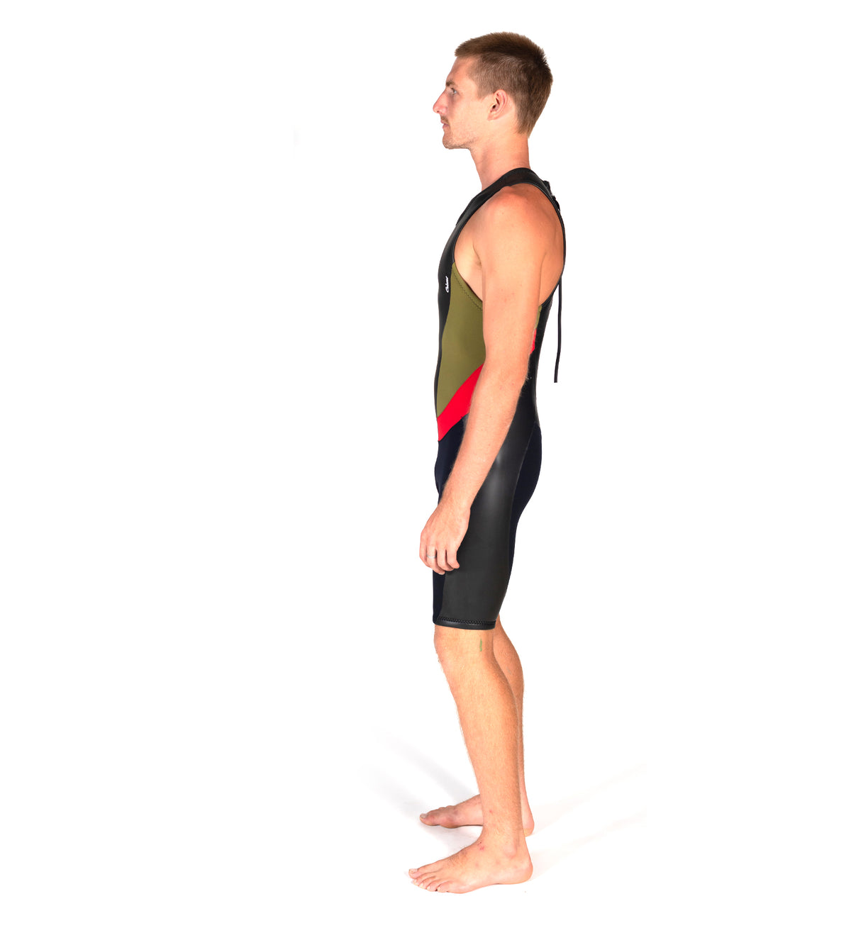 Crème ~ 2MM SHORT JOHN VEE COLOR OLIVE/RED